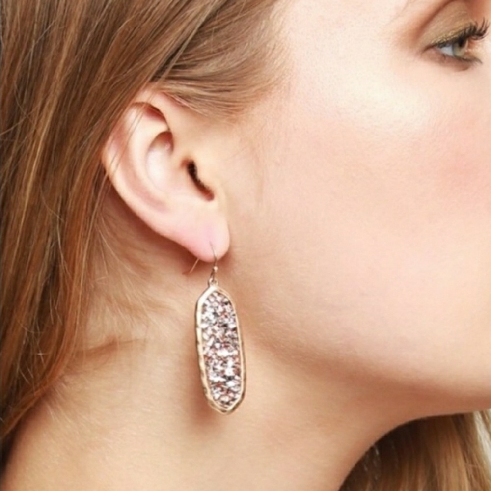 HP!! LAST ONE!! Rose & Gold Glitter Stone Earrings - Picture 2 of 4